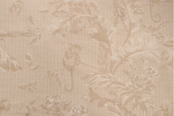 Scalamandre Les Singes Damask Upholstery Fabric in Beige