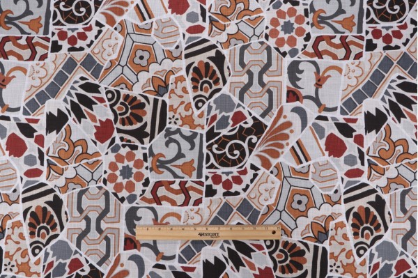 Covington Talavera Printed Cotton Drapery Fabric in 952-Stone