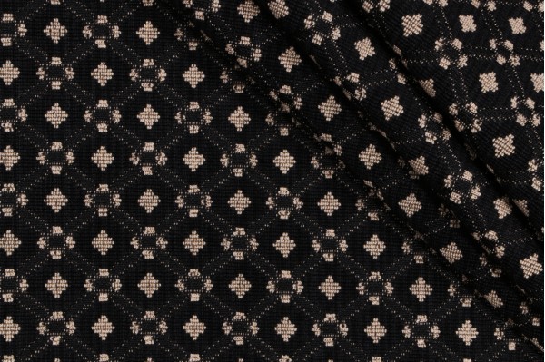 Scalamandre Magali Diamond Groispoint Upholstery Fabric in Tan and Black