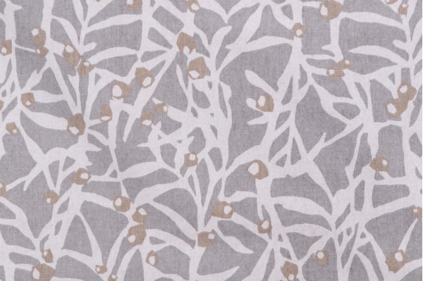 PK Lifestyles Origami Branch Printed Cotton Drapery Fabric in Platinum