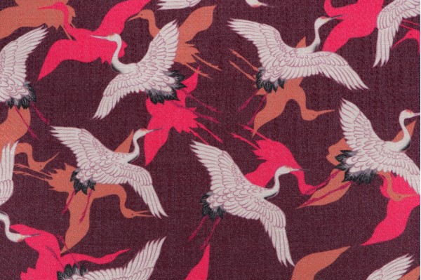 Crypton Tsuru High Performance Printed Upholstery Fabric in Plum