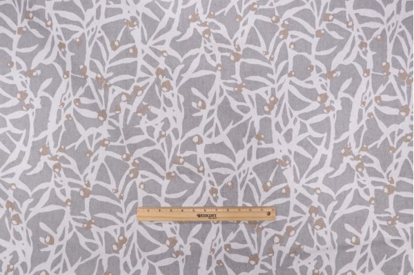 PK Lifestyles Origami Branch Printed Cotton Drapery Fabric in Platinum