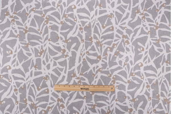 PK Lifestyles Origami Branch Printed Cotton Drapery Fabric in Platinum