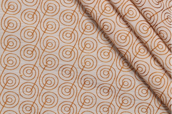 Click for 10 Yards Grey Watkins Constant Motion Embroidered Drapery Fabric in Terracotta for Scalamandre Grey Watkins Constant Motion Embroidered Drapery Fabric in Terracotta for Scalamandre