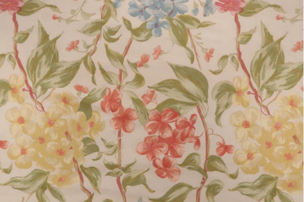 Scalamandre Eden Floral Printed Silk Drapery Fabric in Pink/Sky Blue