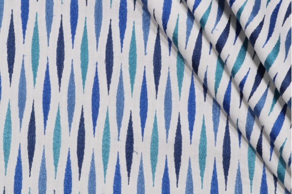 Scalamandre Cascade Embroidered Drapery Fabric in Marine