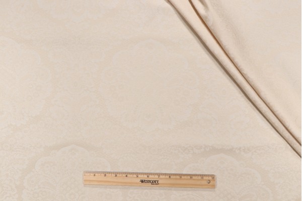 Scalamandre Pasha Damask Upholstery Fabric in Beige