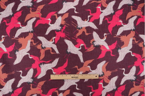 Crypton Tsuru High Performance Printed Upholstery Fabric in Plum