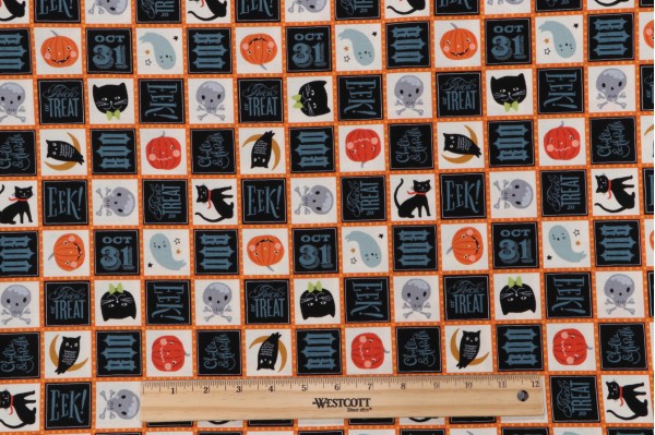 Brenda Walton Haunted - Boo Eek Printed Cotton Craft Fabric in Multi for Free Spirit 