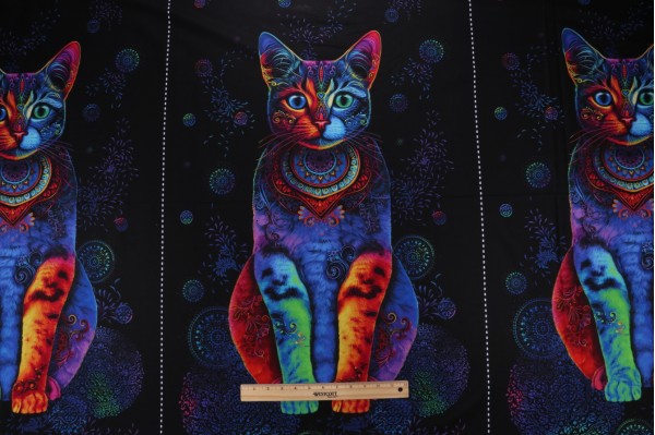 Chong-A Hwang Fabrics of SoHo Wildcat - Wildcat Panel 24'' Printed Cotton Craft Fabric in Black for Timeless Treasures 