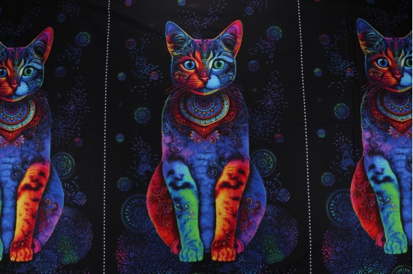 Chong-A Hwang Fabrics of SoHo Wildcat - Wildcat Panel 24'' Printed Cotton Craft Fabric in Black for Timeless Treasures 