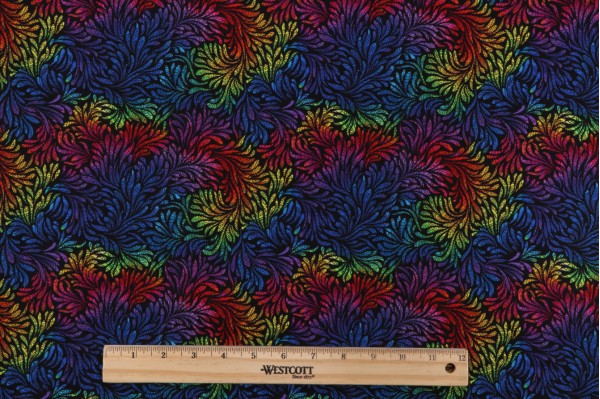 Chong-A Hwang Fabrics of SoHo Wildcat - Packed Swirly Leaves Printed Cotton Craft Fabric in Multi for Timeless Treasures 