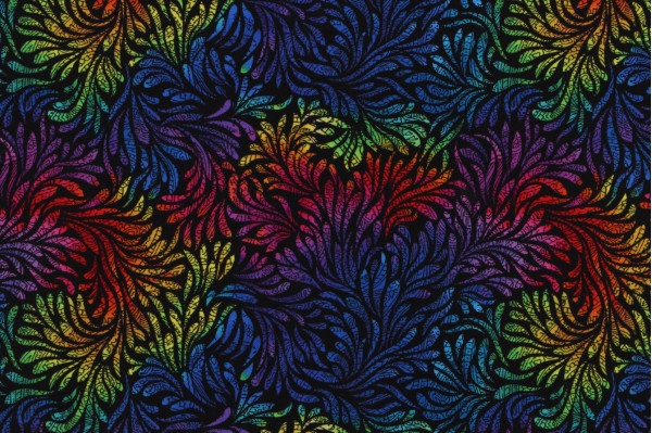 Chong-A Hwang Fabrics of SoHo Wildcat - Packed Swirly Leaves Printed Cotton Craft Fabric in Multi for Timeless Treasures 