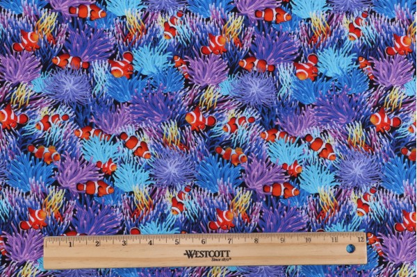 Timeless Treasures Ocean Life - Coral Reef Fish Printed Cotton Craft Fabric in Multi 