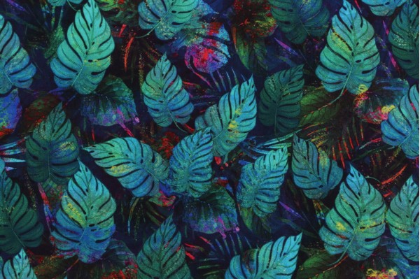 Nick Gustafson Slow & Steady - Rain Forest Leaves Printed Cotton Craft Fabric in Green for Timeless Treasures 
