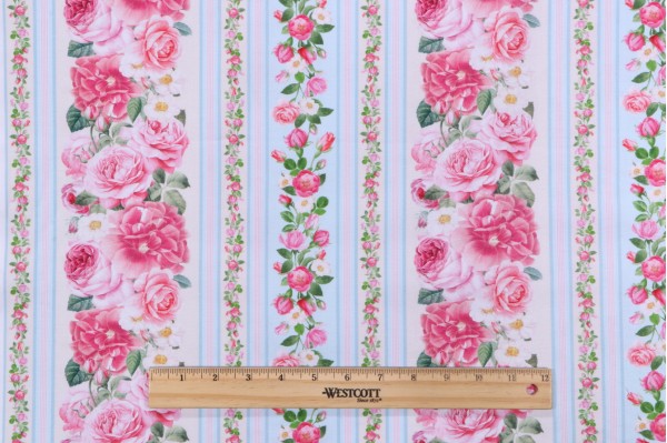 Fabrics of SoHo Belle Fleur - Belle Fleur 11'' Stripe Printed Cotton Craft Fabric in Multi for Timeless Treasures 