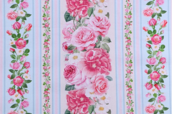 Fabrics of SoHo Belle Fleur - Belle Fleur 11'' Stripe Printed Cotton Craft Fabric in Multi for Timeless Treasures 