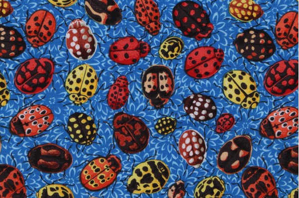 Click for Philip Jacobs/Snow Leopard Designs Cottage Garden - Ladybirds Printed Cotton Craft Fabric in Blue for Free Spirit  Philip Jacobs/Snow Leopard Designs Cottage Garden - Ladybirds Printed Cotton Craft Fabric in Blue for Free Spirit