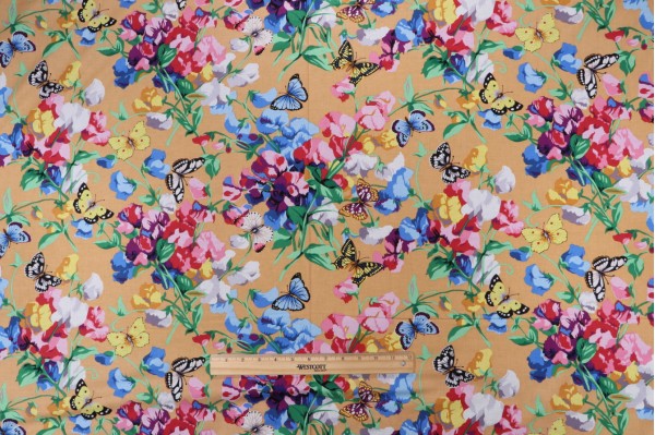 Sample of Philip Jacobs/Snow Leopard Designs SweetPea & Butterflies Printed Cotton Craft Fabric in Multi for Free Spirit 