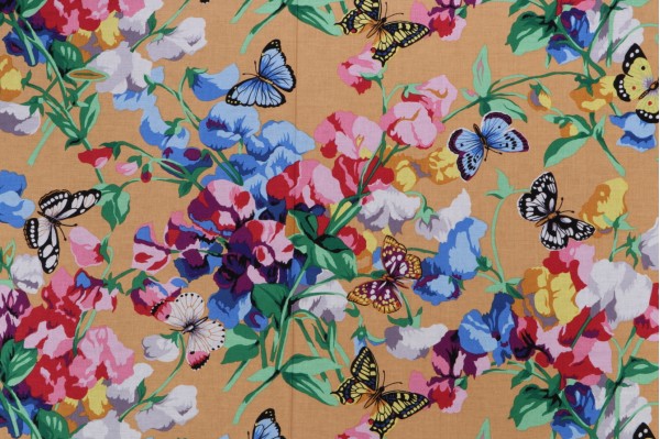 Sample of Philip Jacobs/Snow Leopard Designs SweetPea & Butterflies Printed Cotton Craft Fabric in Multi for Free Spirit 