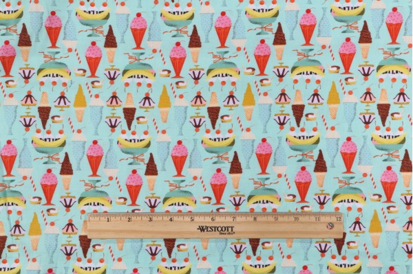 Faye Guanipa Ticket To Ride - Scoops Printed Cotton Craft Fabric in Opal for Dear Stella 