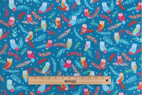 Subhashini Narayanan Garden Lights ANAD-22559-403 Printed Cotton Craft Fabric in Teal Blue for Robert Kaufman 