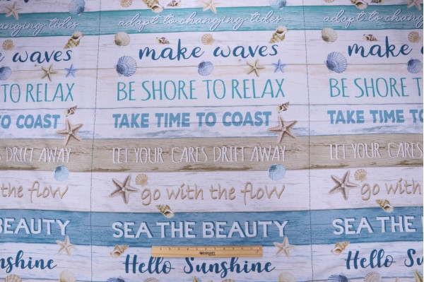 Timeless Treasures Ocean Vibes - Ocean Vibes Panel 24'' Printed Cotton Craft Fabric in Ocean 