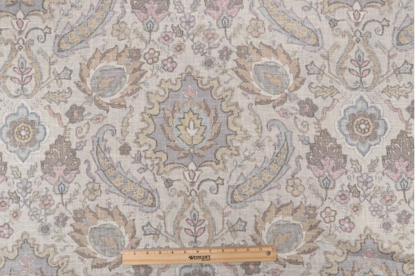 Covington Bursa Printed Linen Blend Drapery Fabric in 10-Bone 