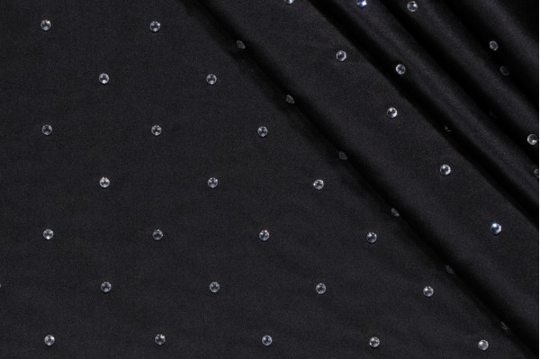 Sample of Covington Glitzy Rhinestone Embroidered Drapery Fabric in 947-Noir 