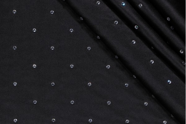 Sample of Covington Glitzy Rhinestone Embroidered Drapery Fabric in 947-Noir 