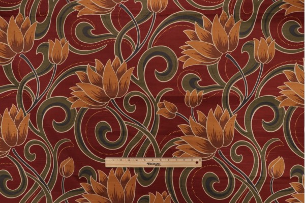 Robert Allen Rosamund Printed Polyester Drapery Fabric in Tomato