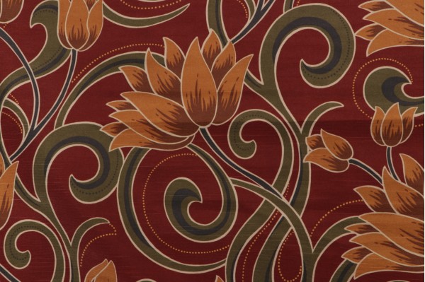 Robert Allen Rosamund Printed Polyester Drapery Fabric in Tomato