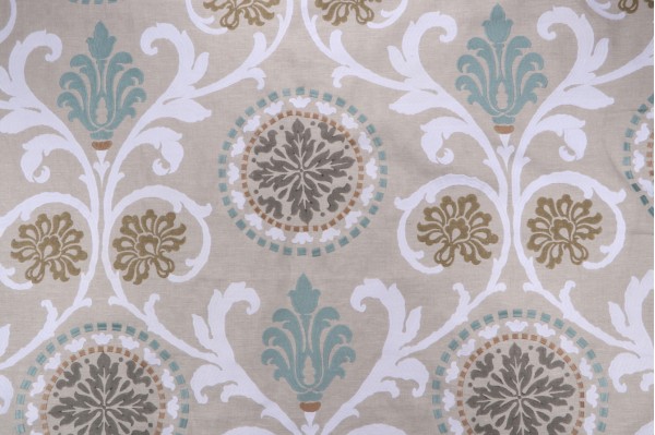 Click for Thibaut Banyan W764100 Printed & Embroidered Linen Drapery Fabric in Aqua  Thibaut Banyan W764100 Printed & Embroidered Linen Drapery Fabric in Aqua