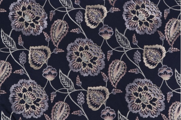 Click for Valiant Fabrics Lydia Embroidered Drapery Fabric in Navy  Valiant Fabrics Lydia Embroidered Drapery Fabric in Navy