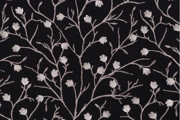 Valiant Fabrics Ellie Embroidered Drapery Fabric in Midnight 