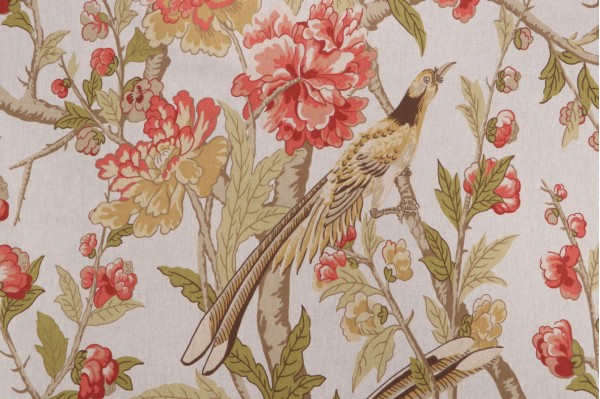 Scalamandre Devon Printed Linen Drapery Fabric in Natural
