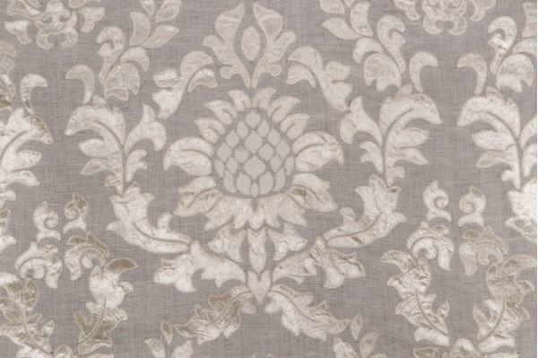 Scalamandre Montcada Velvet Embroidered Decorator Fabric in Parchment