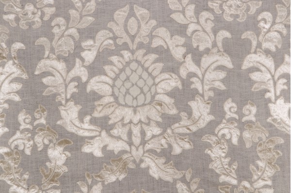 Scalamandre Montcada Velvet Embroidered Decorator Fabric in Parchment