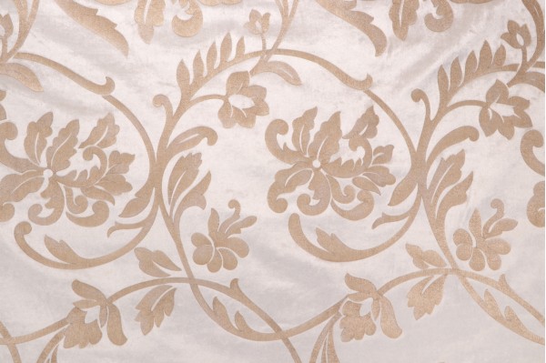 Scalamandre Notte Hand-Printed Velvet Decorator Fabric in Cream