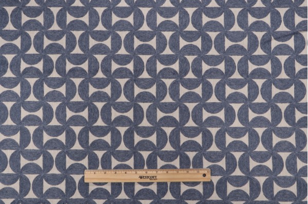 PK Lifestyles Pinwheels Embroidered Drapery Fabric in Indigo