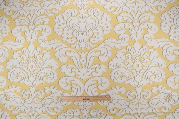 Thibaut Trelawny Damask Printed Linen Blend Drapery Fabric in Yellow 