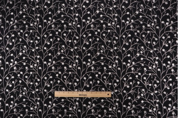 Valiant Fabrics Ellie Embroidered Drapery Fabric in Midnight 