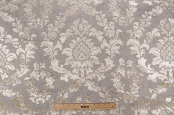 Scalamandre Montcada Velvet Embroidered Decorator Fabric in Parchment