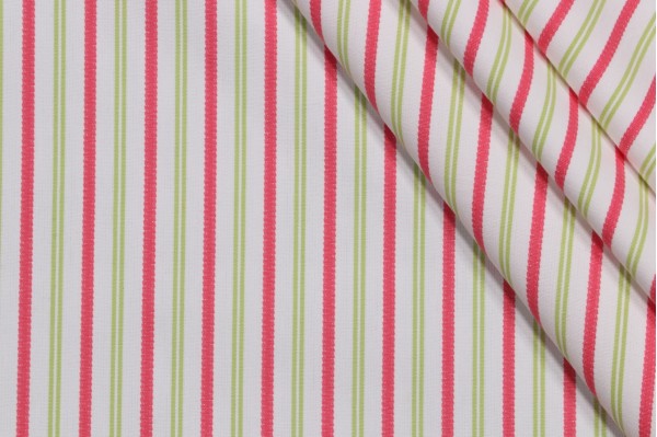 Sample of Thibaut Resort Ticking W716035 Woven Cotton Decorator Fabric in Pink and Green 