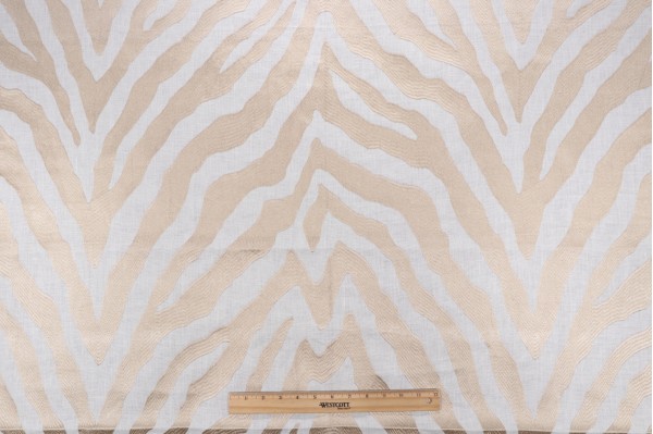 Thibaut Etosha W736125 Embroidered Linen Drapery Fabric in Taupe 