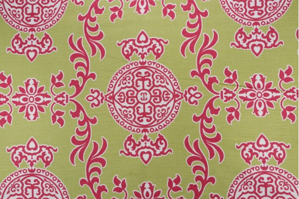 Click for Thibaut Halie F936112 Printed Linen Blend Drapery Fabric in Green & Raspberry  Thibaut Halie F936112 Printed Linen Blend Drapery Fabric in Green & Raspberry