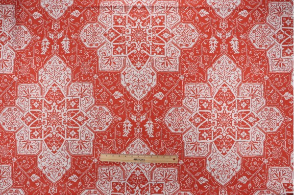 Thibaut Tarragon F964119 Printed Linen Blend Drapery Fabric in Coral 