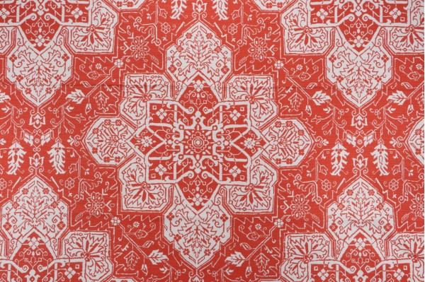 Thibaut Tarragon F964119 Printed Linen Blend Drapery Fabric in Coral 