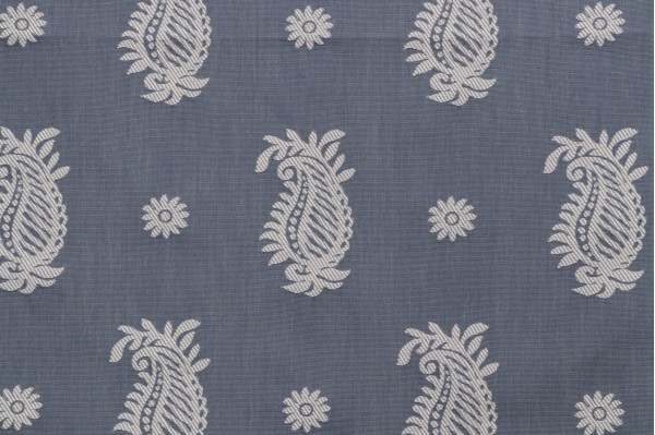 Sample of Thibaut Wharton Paisley W74134 Woven Upholstery Fabric in Blue 