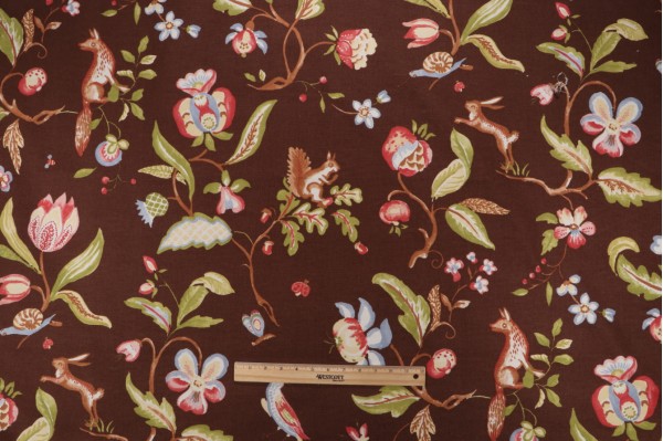 Thibaut Westchester Printed Cotton Drapery Fabric in Brown for Scalamandre